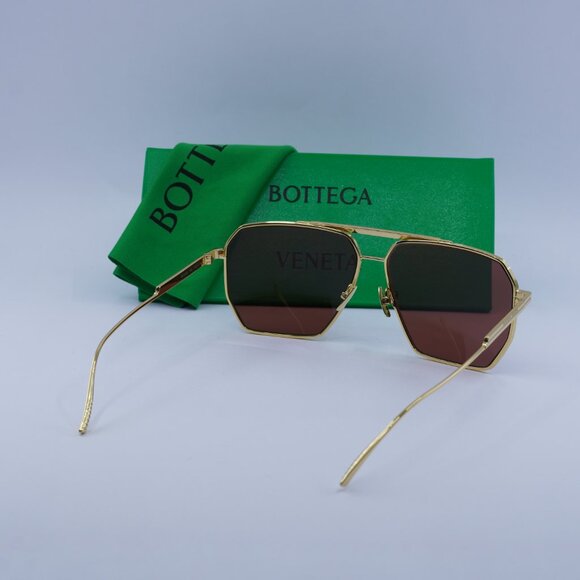 Bottega Veneta BV1012S 005 Aviator Sunglasses - Gold/Brown